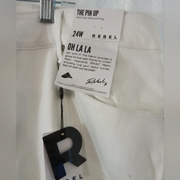 Rebel Wilson X Angels Women's White Mid-Rise Ultra Skinny Pants 24W - Picture 4 of 16